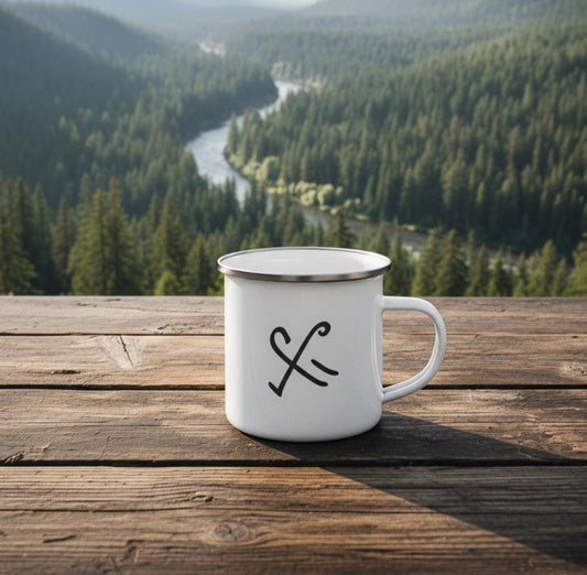Seeker's Mug overlooking forested valley